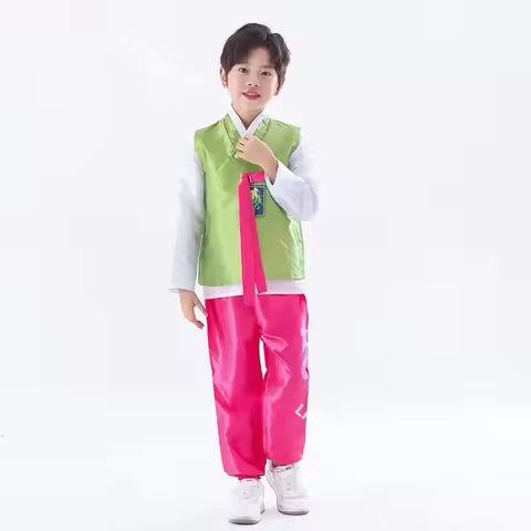 Korean Dance Costume Ethnic Minority Performance Costume Men women Hanbok national costume kid dress