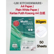 A4 PAPER 80gsm / A4 SIZE PAPER / PLAIN WHITE PAPER / KERTAS PUTIH KOSONG / KERTAS A4 白纸( 50 sheets )