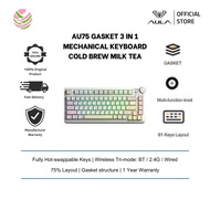 AULA AU75 Gasket 3 in 1 Mechanical Keyboard (BT/2.4G/Wired) Cold Brew Milk Tea Beige+ Cream+Dusty Pi