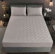 【SUVPR】Solid thicken quilted mattress cover Sing/double/king queen size bed protector cushion anti-bacteria mattress topper air-permeable bed cover
