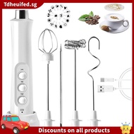 [In Stock]USB Electric Milk Frother 3 Speeds Cappuccino Coffee Foamer 3 Whisk Handheld Egg Beater Hot Chocolate Latte Drink
