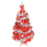 [特價]摩達客 台灣製4尺特級紅色松針葉聖誕樹 (銀紅色系配件)(不含燈)