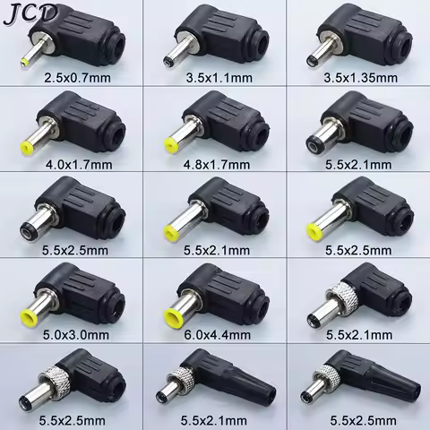 DC Power Male Plug Jack Adapter Welding Connector 90 Degree 2.5x0.7 3.5x1.35 4.0x1.7 4.8x1.7 5.0x3.0