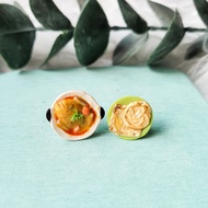 Fish Head Curry and Prata Mismatched Ear Studs Set