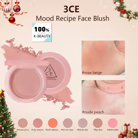 3CE Mood Recipe Face Blush,Silky Powder,Blendable,Natural Color Payoff,Long-Lasting Wear,Complete Ma