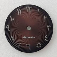 MRIWG NH35 Dial NH36 28.5Mm Arab Dial สายลูกฟูกสีเงินสแตนเลสนูน Arabic อุปกรณ์นาฬิกาข้อมือหน้าปัดกลม