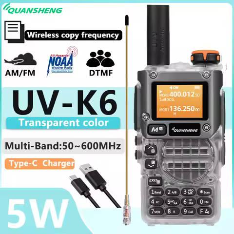 New Quansheng UV-K6 UHF VHF Walkie Talkie UV-K5(8) Full Band Type-C Scrambler NOAA Wireless Copy Fre