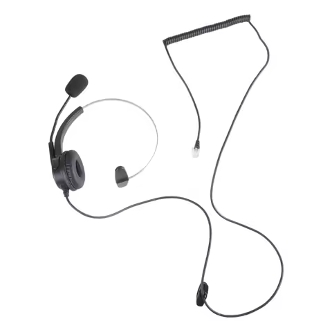 4-Pin RJ11 Monaural Corded Operator Call Center Telephone Headset Headphone BK