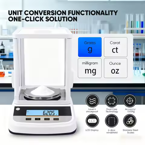 Precision Analytical Lab Balance Digital Scale 0.001g 500g/200g Weighing Scales Multi-Functional for