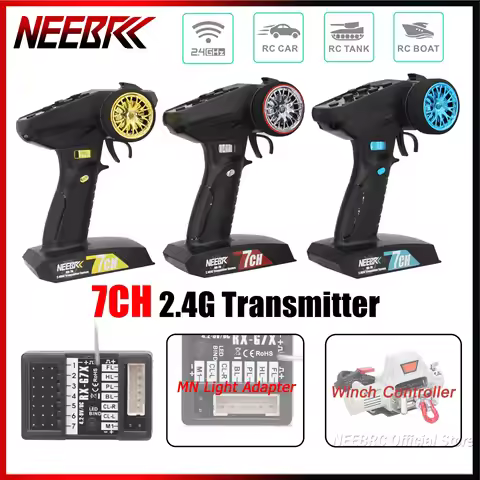 NEEBRC 7CH 2.4G Transmitter Radio System Waterproof Light Adapter Winch Controller Receiver for RC C