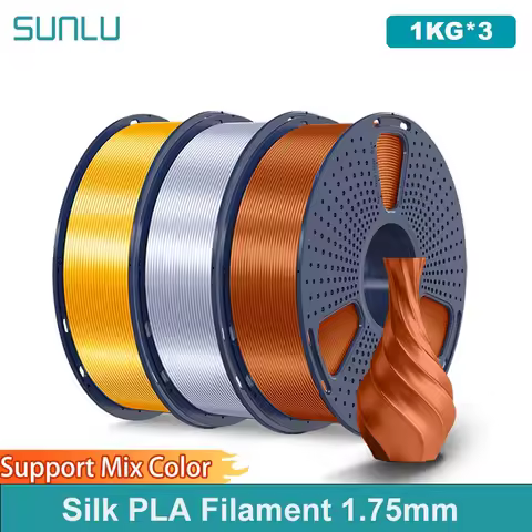 SUNLU 3KG 3D Printer Shiny Silk PLA Filament 1.75mm 1000g 3D Printer Neatly Wound 3D Filament for 3D