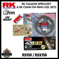 COMBO SETS RK TAMASHII 428 RS150 RSX150 Carbon Steel Black Sprocket Sets Siap with rantai 132L (XW-R