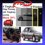 Magic Tinted hitam 20% 4Door Siap Potong Perton Iswara  kereta magic tinted 4Cermin