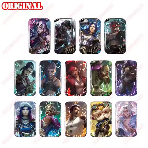 Original Arcane: League of Legends Animation Game Peripheral Toys Square Metal Brooch Badge Anime Ac