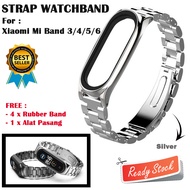 Strap Watchband Mijobs 3 Point Stainless Steel Xiaomi Mi Band 3/4/5/6 Rantai Tali Gelang Jam Tangan