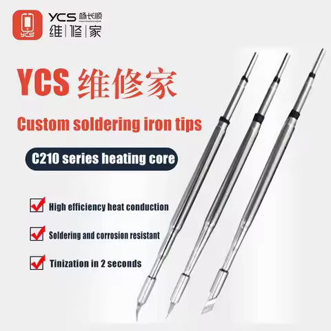 YCS C210 Series Soldering Iron Tips For T210/T26 Soldering Station Handle Mobile Phone PCB IC Repair