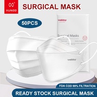 Wellday Displicable Face Mask 50pcs 3Ply Surgical Earloop Loop Mask KF94 Mask 3D Korean 4Ply Mask FDA Approved