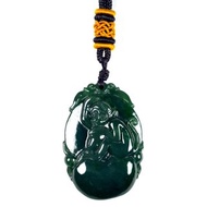 【正佳珠寶】和田碧玉_十二生肖: 猴 中國結吊墜