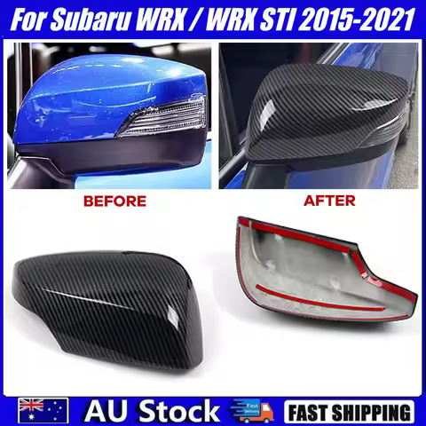 Carbon Fiber Black Side Door Mirror Cover For Subaru WRX / WRX STI 2015-2021