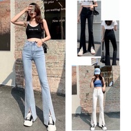 [Real photo/Video] Korean Flared Pants with Hem Split Flared Pants Fancy designed flared pants