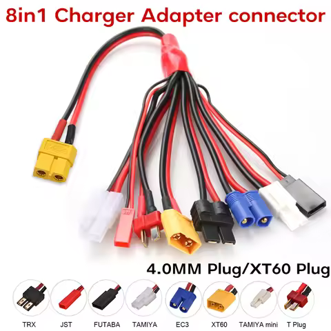 RC Charger Adapter Connector 8 In 1 Charger 4.0mm Banana XT60 TRX Tamiya Lipo for RC Car Drone Imax 