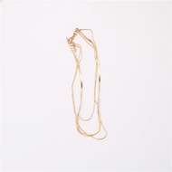 蛇骨項鍊 鈦鋼 金 銀 蛇鍊 現貨 2色 多層次 組合疊戴 三層項鍊 組合項鍊 18K金