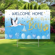 Welcome Home It's A Boy Yard Sign with Stake Gender Reveal Baby Shower Yard Sign Blue Stork Lawn Wel