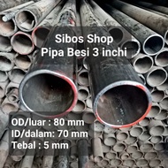 3 inch Iron Pipe | Od 80mm ID 70mm Thickness 5mm Length 10cm to 50cm