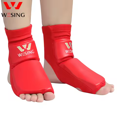 Wesing PU Leather Instep Guard Feet Protector with Large Size for Wushu Sanda Muay Thai Training Box