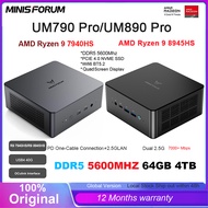 Minisforum UM790 UM890 Pro R9 8945HS Mini PC Windows11 R9 7940HS DDR5 5600MHz PCIe4.0 SSD Desktop PC
