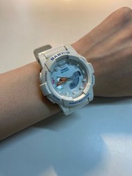 二手 - 卡西歐Casio Baby-G BGA-185-7A  少女時代春季珍珠白 運動雙顯電子腕錶