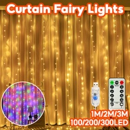 Curtain Fairy Lights 3*3M 300 LED 8 Lighting Modes Rainbow Window Lamp Ramadan Decoration Lights