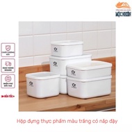 [White] Plastic food storage box with lid, cold storage, microwaveable