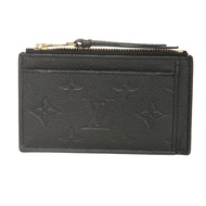 二手LOUIS VUITTONPorte Cartes 拉鍊 LV 標誌花朵壓紋黑色卡包零錢包錢包迷你錢包 Monogram Empreinte Noir 零錢包 M68339