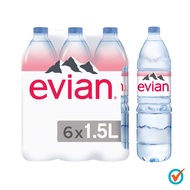 evian Natural Mineral Water (6 x 1.5L Pack)