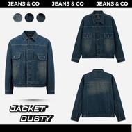 Jeans Jacket - JEANS & CO - Jacket DUSTY BLUE Men's Loose Jeans Indigo, Retro Blue