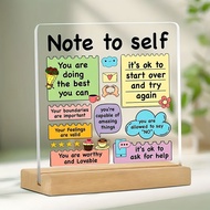 Decorative Sign with Wooden Base Inspirational Acrylic Positive Affirmation Self-love Reminder Schoo