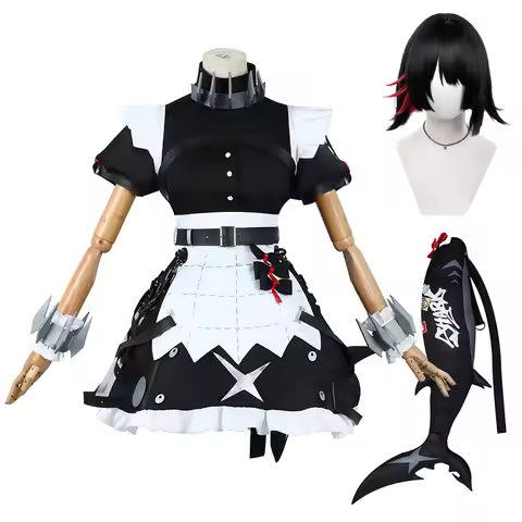 ZZZ Zenless Zone Zero Cosplay Ellen Joe Cosplay Costume Tail Wig Women Maid Dress Hallowen Carnival 