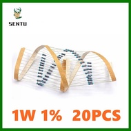【High Cost-Performance】 20pcs 1w Metal Film Resistor 1% 1r 1m 2r 10r 22r 47r 100r 330r 1k 4.7k 10k 2