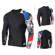 LAFROI Men's Long Sleeve SwimSuit Rush Guard Fit Compression Rash Guard Sportswear Gym Clothes Fitne