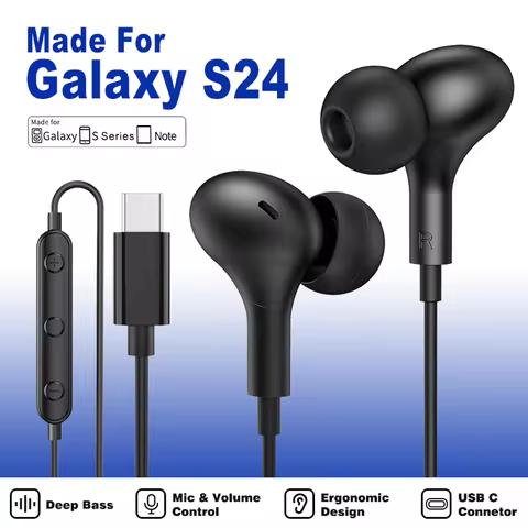 For Samsung Headphones HiFi Surround Sound In-ear Noise Cancelling With Mic Music Wired Headphones F