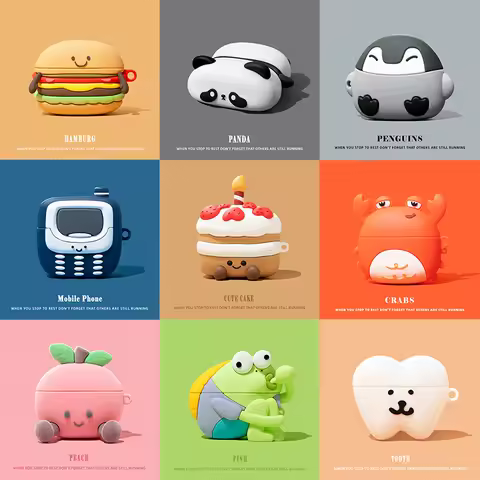 3D Earphone Case for AirPods Pro 3 Cartoon Cake Panda Crabs Cover for Apple AirPods 4 2024 Charging 