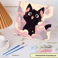 20cm Cat Paint By Numbers Kit Diy Oil Painting Set Cartoon Canvas Toy For Beginners Q7p6