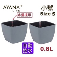 AYANA - 自動控水花盆 (酷灰色 S❎2) 方型 0.8L小 自動吸水 澆水 淋水 儲水花盆 #e閃購homesales