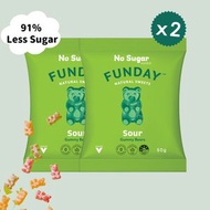 FUNDAY - [2包] 天然全素水果味熊仔 酸糖 *無添加糖最少60日食用期限 #夾糖 軟糖 糖果 新舊包裝隨機發貨