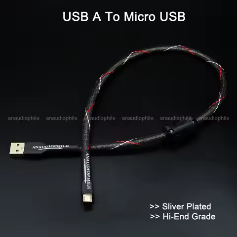 Sliver Plated USB A To Micro USB Cable 5N HiFi USB Type A To Micro Audio Data Cable DAC Computer PC 