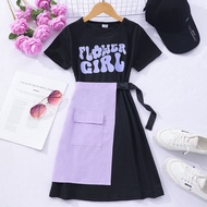 Teens Girls Dress For Kids Girl Clothing Short Sleeve 8 9 10 11 12 Years Old Casual Fashion Purple B