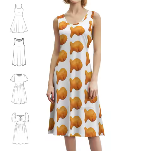 Goldfish Cracker Bohemian Sleeveless Dress For Women Print Beach Party Dresses Goldfish Goldfish Cra