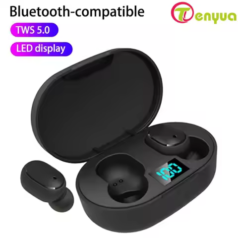 E6S TWS Wireless Bluetooth Headset Waterproof Noise Cancelling LED Earbuds with Mic Wireless Headpho