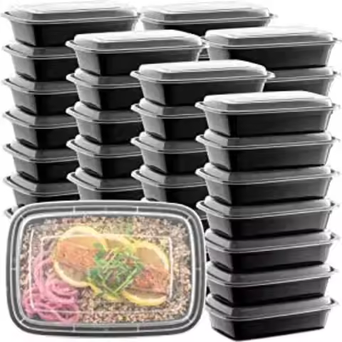 50-Pack Food Container Meal-Prep Containers, 16oz 16 Ounce Microwavable Reusable Food Containers wit
